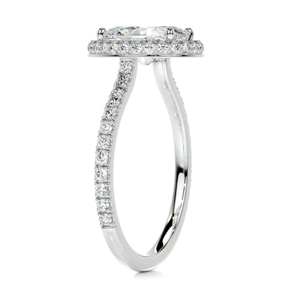 Oval Cut Moissanite Diamond Pave Set Silver Engagement Ring