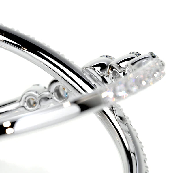 0.42 CTW Round Cut Moissanite Silver Pave Set Wedding Band