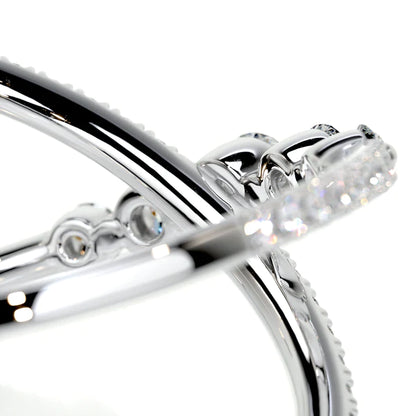 0.42 CTW Round Cut Moissanite Silver Pave Set Wedding Band
