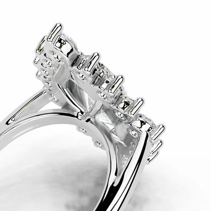 Marquise Cut Moissanite Halo Ring with illusion Silver Engagement Ring