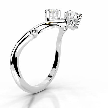 Round Cut Moissanite Silver Curved Wedding Band