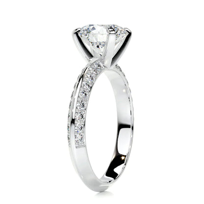 1.7 Ct Round Cut Moissanite Kinfe Edge Shank Silver Engagement Ring
