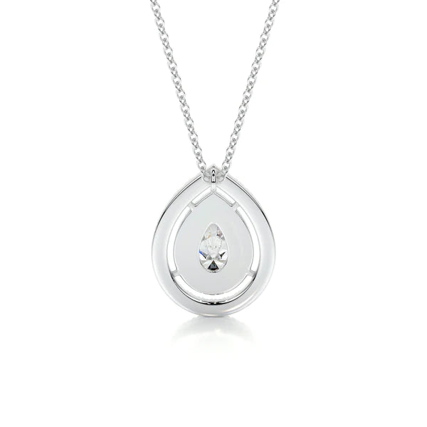 1.5 CT Pear Cut Moissanite Silver Pendant in Halo Setting