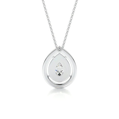 1.5 CT Pear Cut Moissanite Silver Pendant in Halo Setting