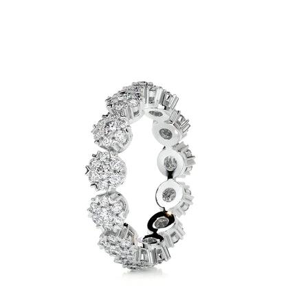 1.0 CTW Round Cut Moissanite Silver Flower Style Wedding Band