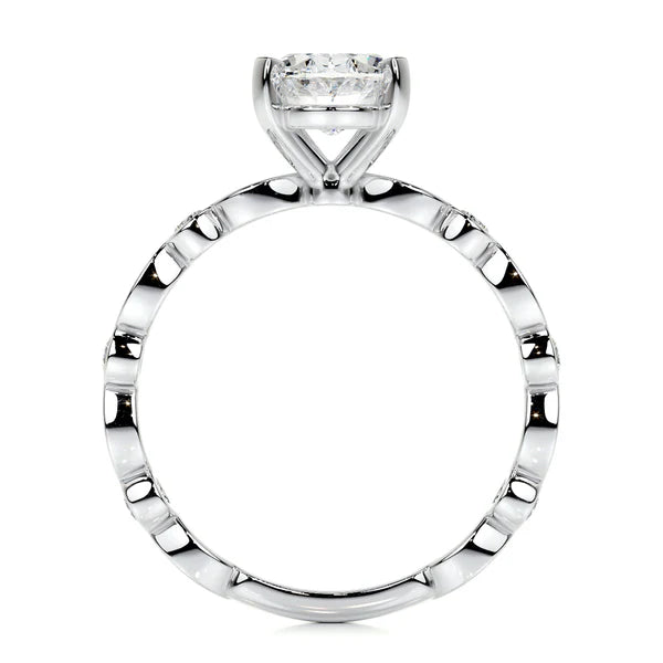 Oval Cut Moissanite Mil Gain Shank Silver Engagement Ring