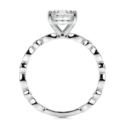 Oval Cut Moissanite Mil Gain Shank Silver Engagement Ring