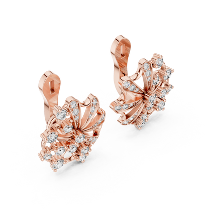 Lab Grown Diamond Scalloped Lace Stud Earrings in White Gold