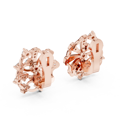 Lab Grown Diamond Scalloped Lace Stud Earrings in White Gold