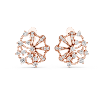 Lab Grown Diamond Scalloped Lace Stud Earrings in White Gold
