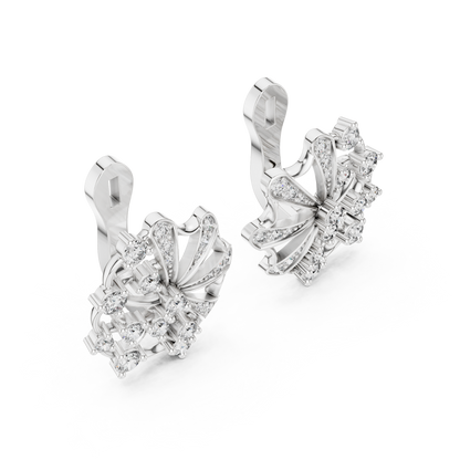 Lab Grown Diamond Scalloped Lace Stud Earrings in White Gold