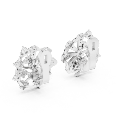 Lab Grown Diamond Scalloped Lace Stud Earrings in White Gold