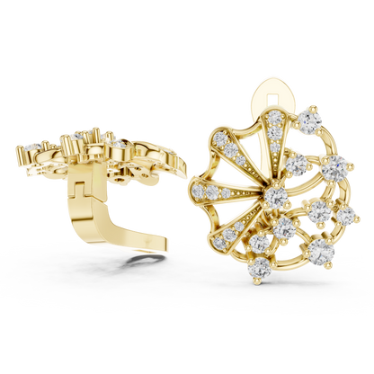 Lab Grown Diamond Scalloped Lace Stud Earrings in White Gold
