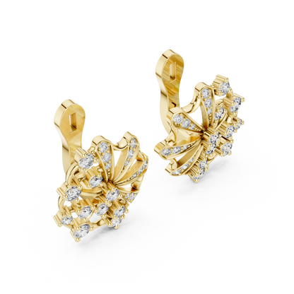Lab Grown Diamond Scalloped Lace Stud Earrings in White Gold