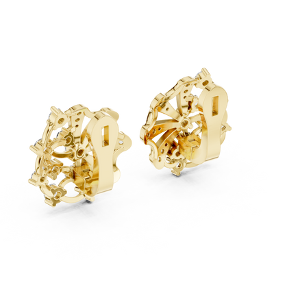 Lab Grown Diamond Scalloped Lace Stud Earrings in White Gold