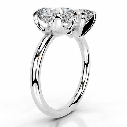 Emerald and Cushion Cut Moissanite Silver Two Stone ring Engagement Ring