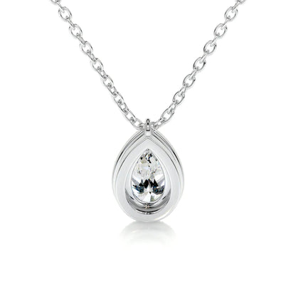 1.25 Ct Pear Cut Moissanite Silver Halo Set Pendant