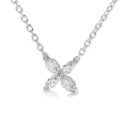1.0 CTW Marquise Cut Moissanite Silver Clover Pendant