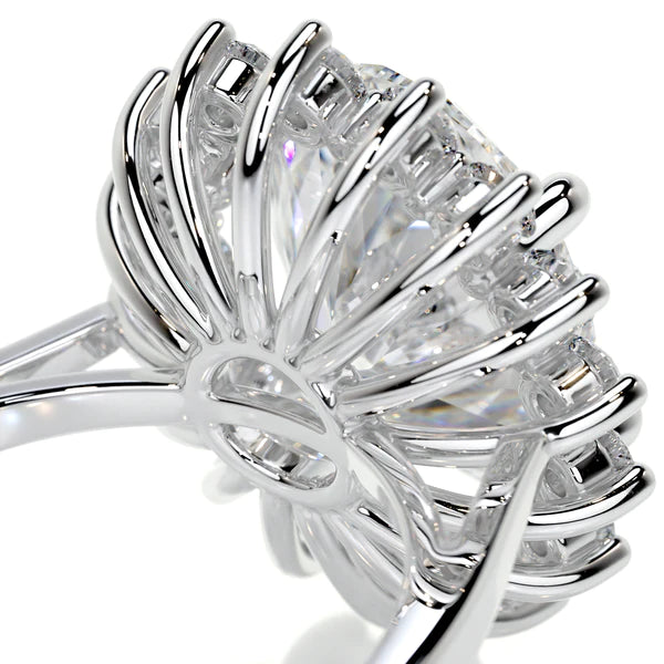 Oval Cut Moissanite Diamond Halo Set Silver Engagement Ring