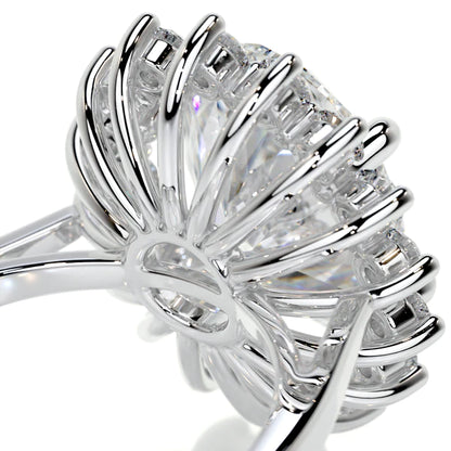 Oval Cut Moissanite Diamond Halo Set Silver Engagement Ring