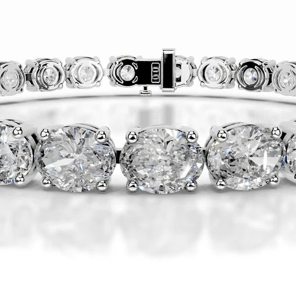 13.0 CTW Oval Cut Moissanite Silver Tennis Set Bracelet
