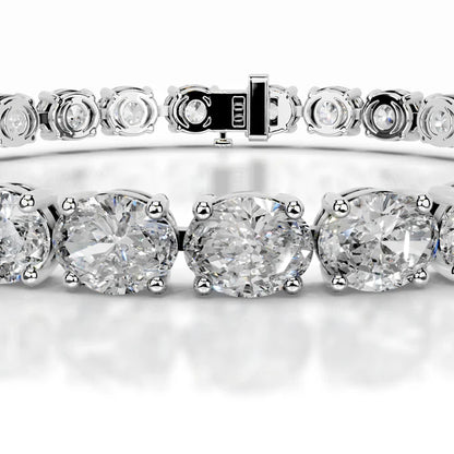 13.0 CTW Oval Cut Moissanite Silver Tennis Set Bracelet