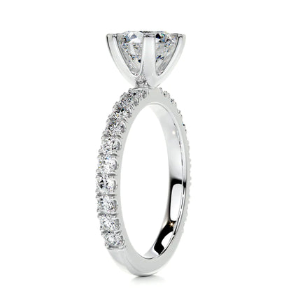 1.5 Ct Round Cut Moissanite Silver Six Prong Set Engagement Ring
