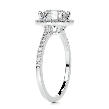 Round Cut Moissanite Pave Set Silver Engagement Ring