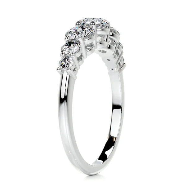 Round Cut Moissanite Seven stone Silver Ring