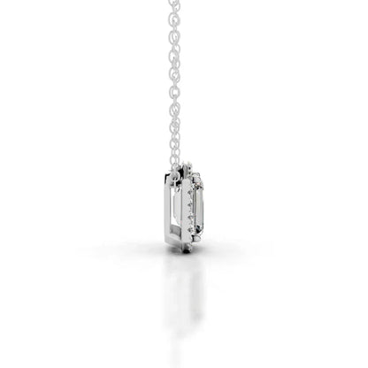 3.2 Ct Emerald Cut Moissanite Silver Halo Set Pendant