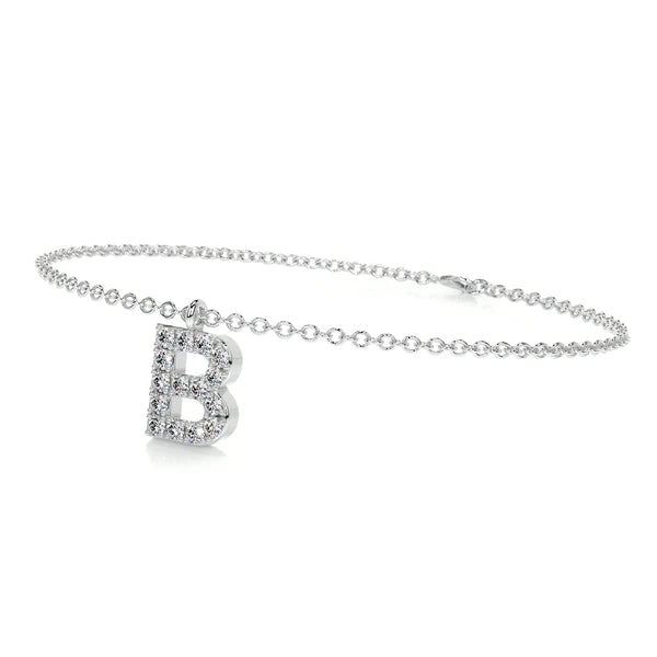 0.25 CTW Round Cut Moissanite Silver 'B' Letter Bracelet