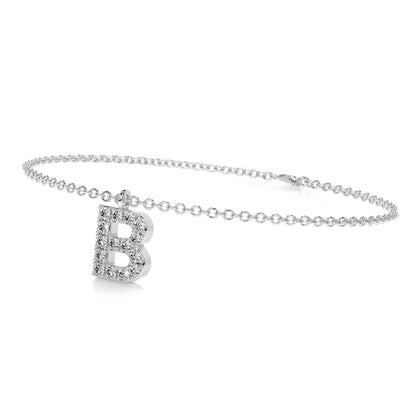0.25 CTW Round Cut Moissanite Silver 'B' Letter Bracelet