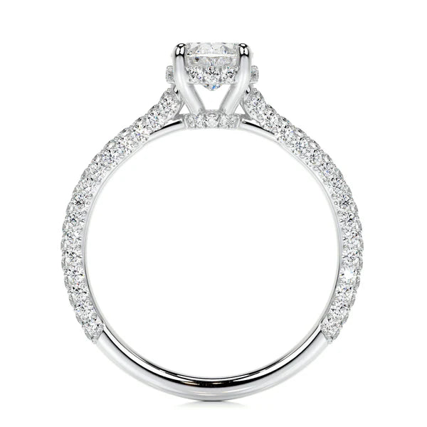 Oval Cut Moissanite Pave Set Silver Engagement Ring