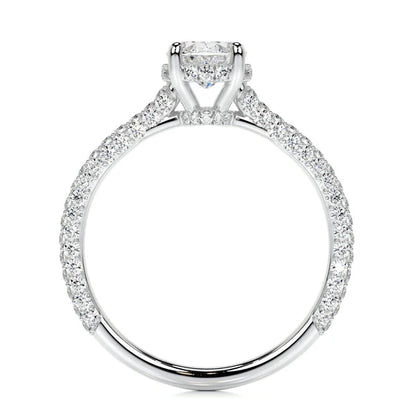 Oval Cut Moissanite Pave Set Silver Engagement Ring