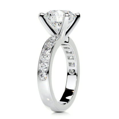 Round Cut Moissanite Channel Set Silver Engagement Ring