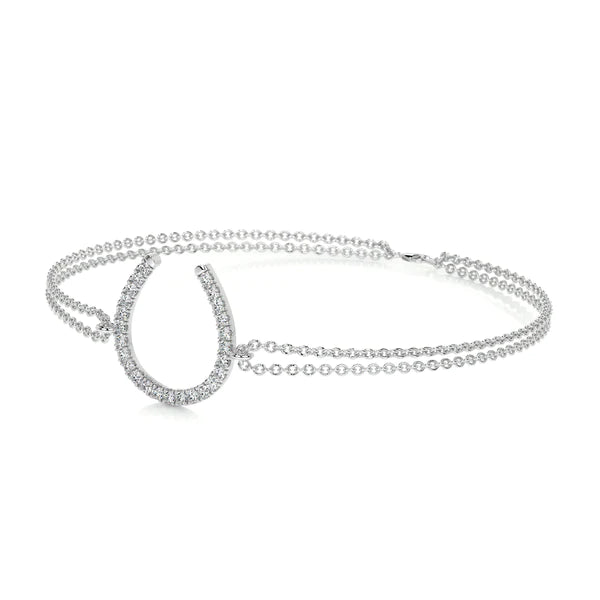0.2 CTW Round Cut Moissanite Silver Horseshoe Shape Bracelet