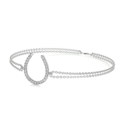 0.2 CTW Round Cut Moissanite Silver Horseshoe Shape Bracelet