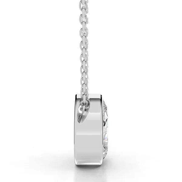 3.0 Ct Pear Cut Moissanite Silver Bezel Set Solitaire Pendant