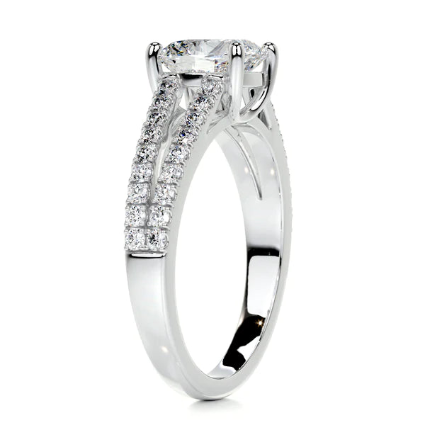 Princess Cut Moissanite Silver Split Shank Engagement Ring