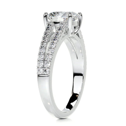 Princess Cut Moissanite Silver Split Shank Engagement Ring