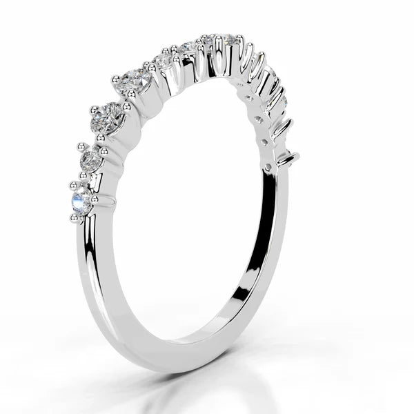 0.45 CTW Round Cut Moissanite Silver Wedding Band