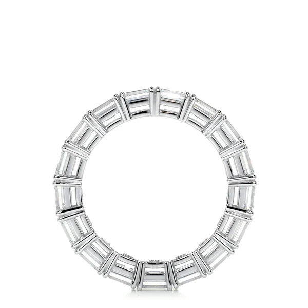 0.88 CTW Emerald Cut Moissanite Silver Full Eternity Set Wedding Band