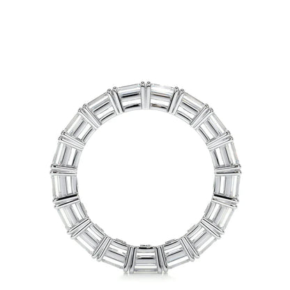 0.88 CTW Emerald Cut Moissanite Silver Full Eternity Set Wedding Band