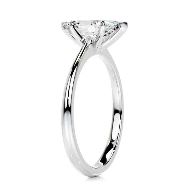Marquise Cut Moissanite Six Prong Set Silver Solitaire Engagement Ring