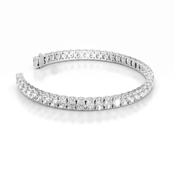 11.75 CTW Oval Cut Moissanite Silver Tennis Bracelet