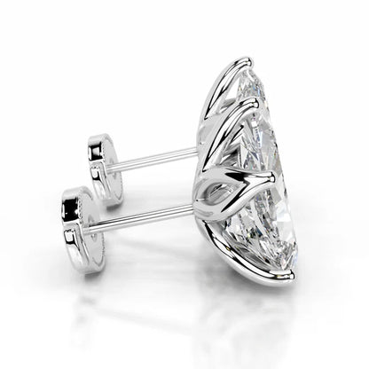 Pear Cut Moissanite Silver Stud Earring