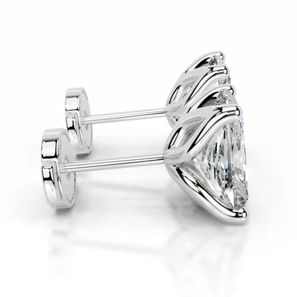 Each Radiant Cut Moissanite Silver Stud Earring
