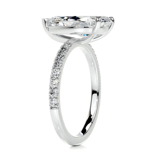 5.0 Ct Pear Cut Moissanite Silver Half Eternity Set Engagement Ring