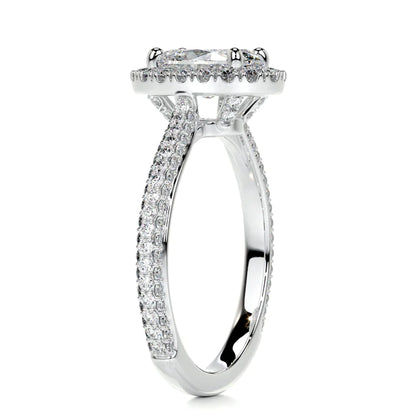 Oval Cut Moissanite Silver Pave Set Engagement Ring