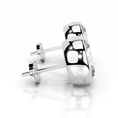 Each Oval Cut Moissanite Silver Bezel Earring